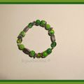 [BR12] Bracelet boules vert clair - vert foncé - blanc + perles rocailles vertes + perles argent vieilli (V)