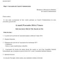 Convocation au conseil d'administration du 29 novembre 2016