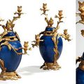 Paire de pots pourris en porcelaine bleue de la Chine. Style Louis XV
