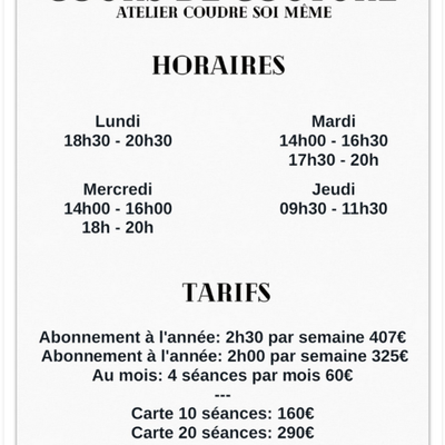 Tarifs et horaires saison 2023-2024