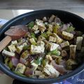 Tofu, champignons et poivron vert avec polenta crémeuse!