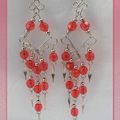 Boucles D'Oreilles Pia Perles Crystal Facettées Padparadscha 6 mm Argent d'Alpaca Artisanat du Pérou