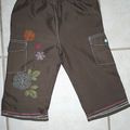 pantalon marron à fleurs 18 mois