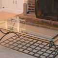Table basse fer forge plateau verre / Wrought iron low table glass tray
