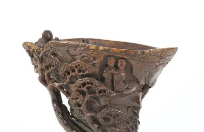 Coupe libatoire en corne de rhinocéros, Chine, XVIIIe siècle