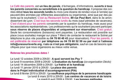 Café des parents, assoc. Souris Verte : le programme