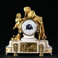 Pendule « L'Amour retrouvé » à quantièmes et phases de lune. Paris, époque Louis XVI
