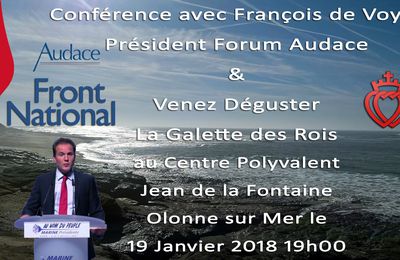 Conférence de Francois de Voyer du Forum économique Audace le 19 Janvier à Olonne sur Mer