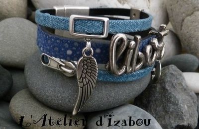 bracelet en cuir bleu et jean 