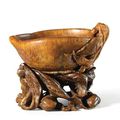 A rhinoceros horn 'Peach' libation cup, Late Ming-early Qing dynasty