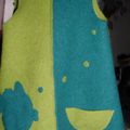 Robe fillette en laine bouillie vert/bleu