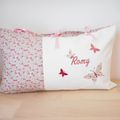 Coussin personnalisé - Tissu Liberty Mitsi Valeria Orchidée rose ou Eloïse rose - cadeau et liste de naissance fille - bébé 