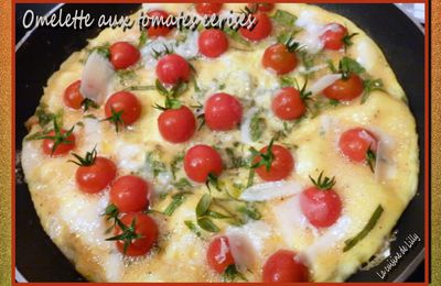 Omelette aux tomates cerises, basilic et parmesan