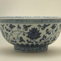 Bowl with underglaze blue lotus flowers, Ming dynasty, Xuande mark and period, AD 1426–35