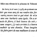 BILLET SANS ADRESSE DE LA PRINCESSE DE TALMOND