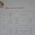 Menu du 15 au 19 juillet