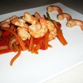 Sauté de crevettes et de légumes, sauce soja