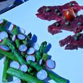 Carpaccio de bœuf et salade d'asperges vertes