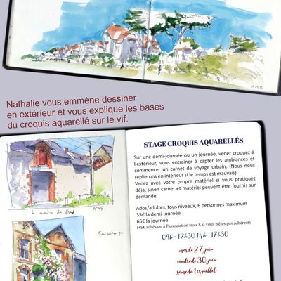 stages croquis et aquarelle en juin 2023