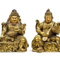 Four gilt-bronze figures of guardians, Qing dynasty, 19th century 