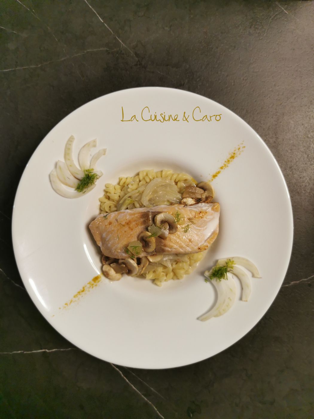 Saumon Fenouil Champignons au Curry Vert