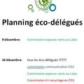 Planning éco-délégués mois de décembre