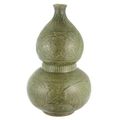 Chinese Celadon Glazed Double-Gourd Vase. Ming Dynasty