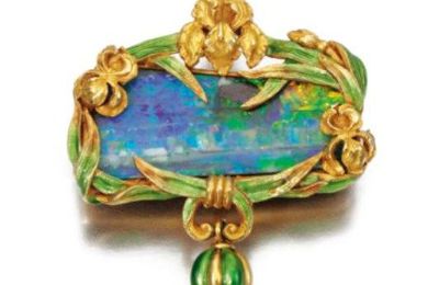 Gold, opal and enamel brooch/ pendant, Marcus & Co, circa 1900