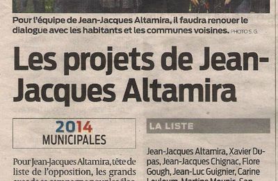 Un article dans Sud Ouest pour notre liste