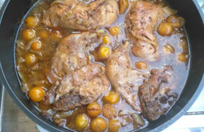 TAJINE DE POULET AUX MIRABELLES,SANS GLUTEN, SANS LAIT