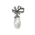 Natural pearl and diamond pendent brooch, 1920s