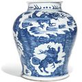 A blue and white ‘Mythical Beast’ jar, Qing dynasty, Shunzhi period (1644-1661)
