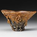 A rhinoceros horn libation cup. Qing dynasty, 17th-18th century.