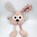 Doudou lapin rose et gris