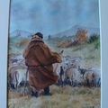 Transhumance en Provence aquarelle