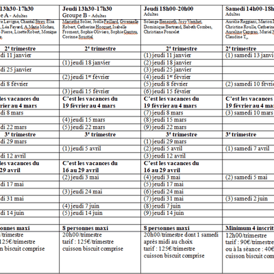 PLANNING DU 2ème ET 3ème TRIMESTRE 2018