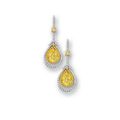Pair of fancy yellow diamond and diamond earrings 