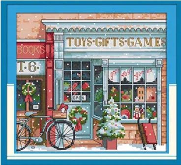 Kit point de croix : Boutique de jouets de Noël
