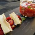 Tartare Tomate Fraise, Compotée fruitée et Copeaux de Chèvre