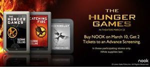 Ebook d'Hunger Games pour l'achat d'un Nook