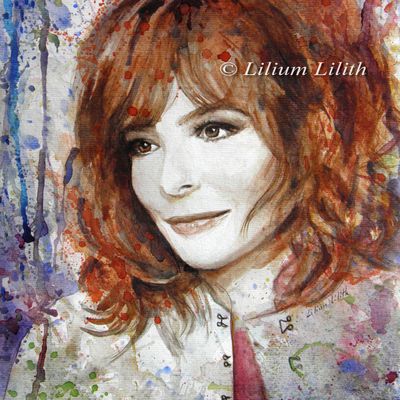 Carte postale, Mylène Farmer, aquarelle