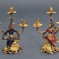 Paire de candélabres aux chinois. Deuxième partie du XIXe siècle.