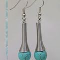 Boucles d'Oreilles Style Tibétain Livia Perle Turquoise Argent du Tibet