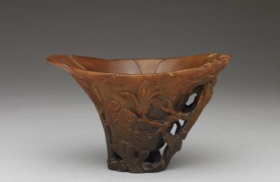 Rhinoceros horn cup in the shape of a magnolia flower, late Ming dynasty (1567-1644)