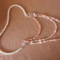 Perles, corail, quartz rose