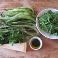 Green asparagus, broad beans and rocket salad