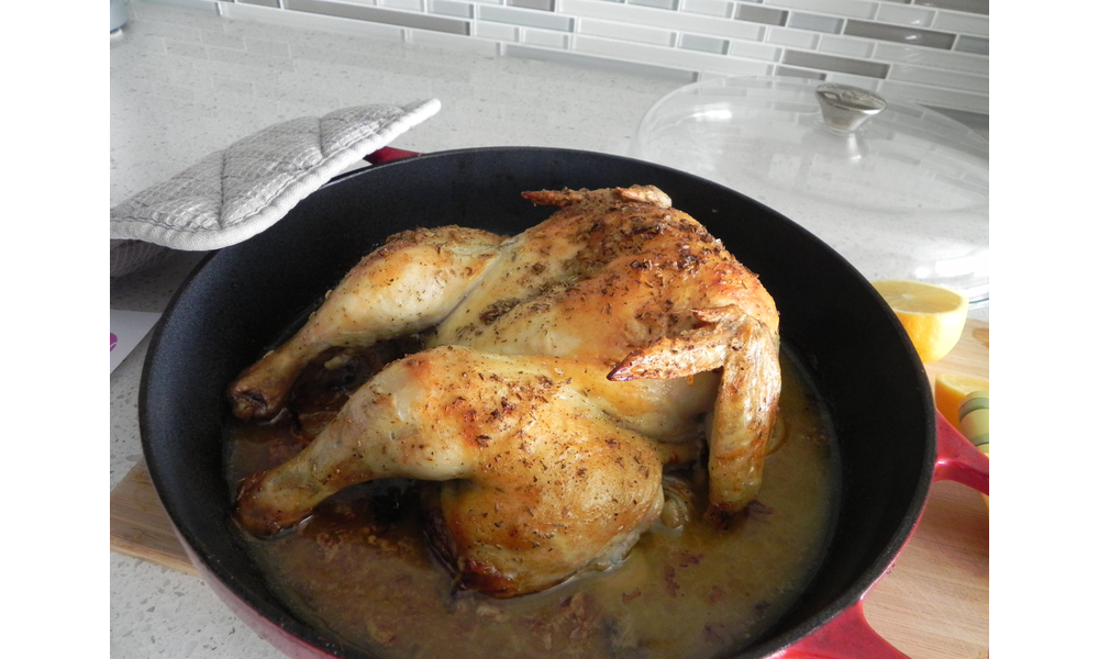 Poulet rôti au citron et au vin blanc