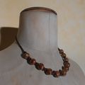 Bi541 : Collier perles marron