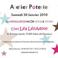 Atelier poterie le 30 janvier