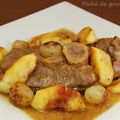 Jarret de veau braisé au cidre et aux pommes, petits oignons confits